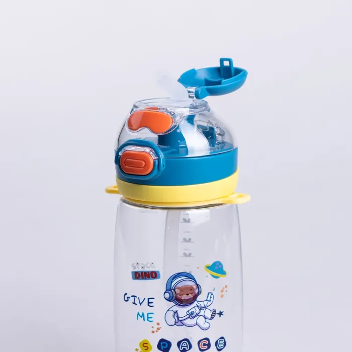 Пляшка для води дитяча 550 мл з ремінцем і трубочкою для спорту та школи 20 см Синя (HP-14-45BL) - зображення 4