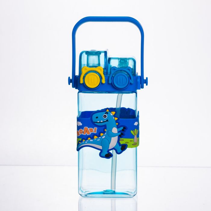 Пляшка для води дитяча з трубочкою 550 мл з ручкою та ремінцем 19 см Синій HP-18-3BL (HP-18-3BL) - изображение 2