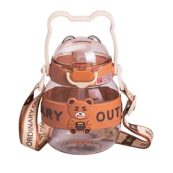 Пляшка для води дитяча з трубочкою 580 мл з ручкою та ремінцем (HP-14-37BR) - зображення 1