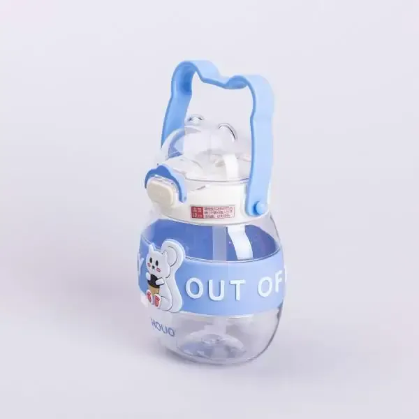 Пляшка для води дитяча з трубочкою 580 мл з ручкою та ремінцем 15 см Синя (HP-14-37BL) - зображення 4