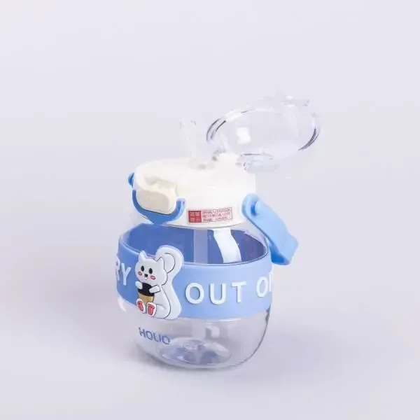 Пляшка для води дитяча з трубочкою 580 мл з ручкою та ремінцем 15 см Синя (HP-14-37BL) - зображення 5