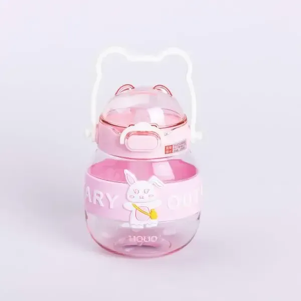 Пляшка для води дитяча з трубочкою 580 мл з ручкою та ремінцем Рожева (HP-14-37P) - зображення 2