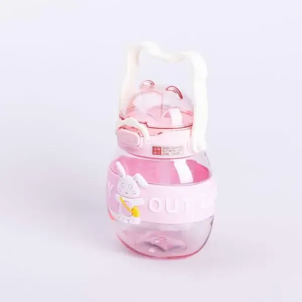 Пляшка для води дитяча з трубочкою 580 мл з ручкою та ремінцем Рожева (HP-14-37P) - зображення 3