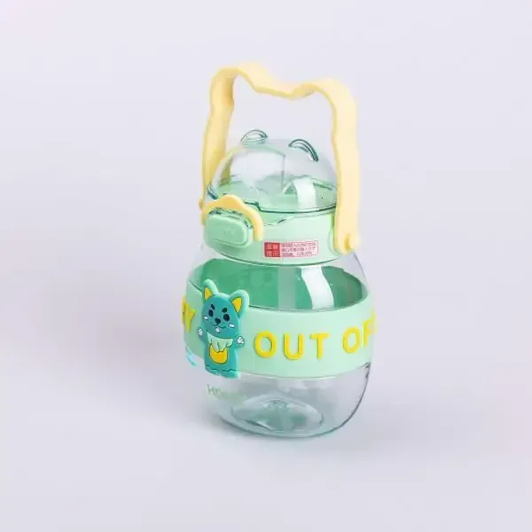 Пляшка для води дитяча з трубочкою 580 мл з ручкою та ремінцем Зелена (HP-14-37GR) - изображение 3