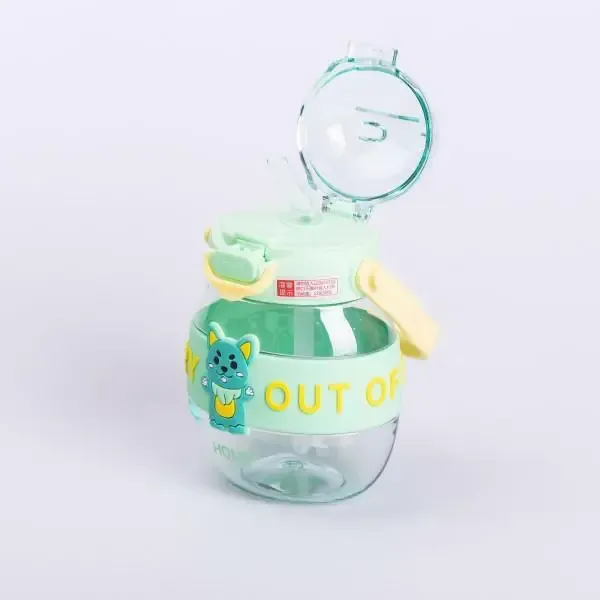 Пляшка для води дитяча з трубочкою 580 мл з ручкою та ремінцем Зелена (HP-14-37GR) - изображение 4