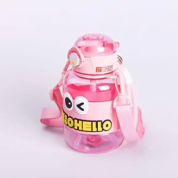 Бутылка для воды детская с трубочкой 680 мл с ручкой и ремешком Рожева (HP-14-46P) - изображение 3