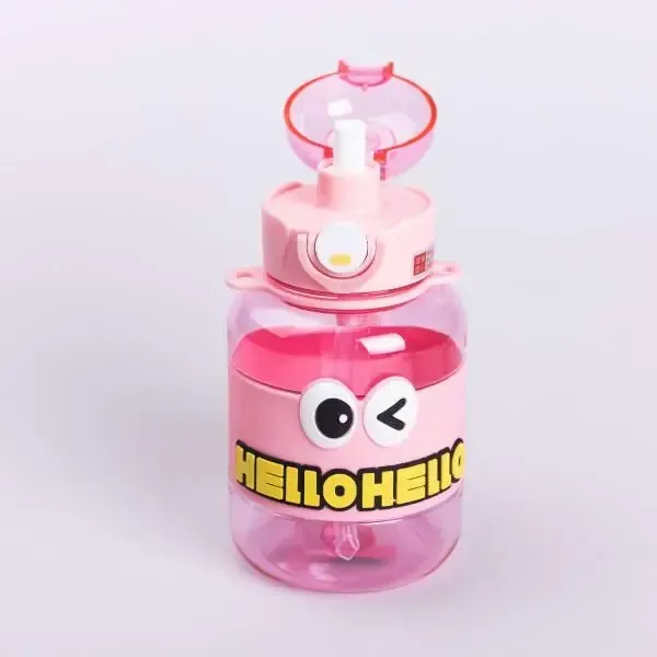 Бутылка для воды детская с трубочкой 680 мл с ручкой и ремешком Рожева (HP-14-46P) - изображение 4