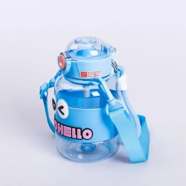 Пляшка для води дитяча з трубочкою 680 мл з ручкою та ремінцем Синя (HP-14-46BL) - изображение 3