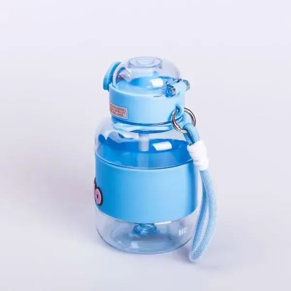 Пляшка для води дитяча з трубочкою 680 мл з ручкою та ремінцем Синя (HP-14-46BL) - изображение 5