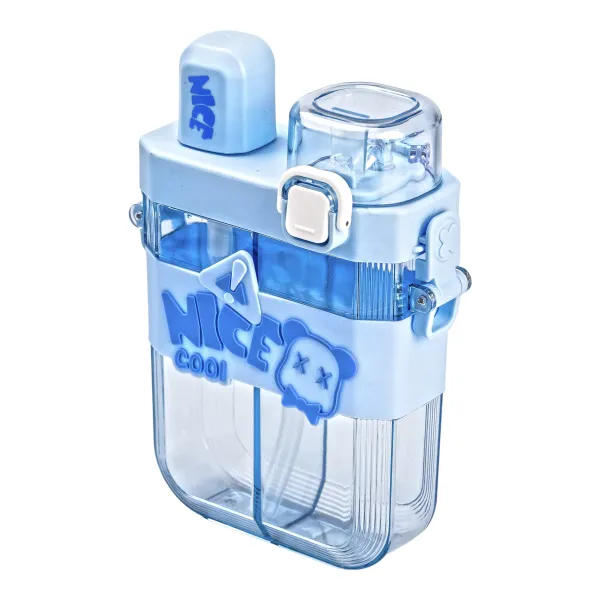 Пляшка для води подвійна Nice 620 мл з трубочкою та мундштуком блакитний HP18311BL (HP18311BL) - изображение 3