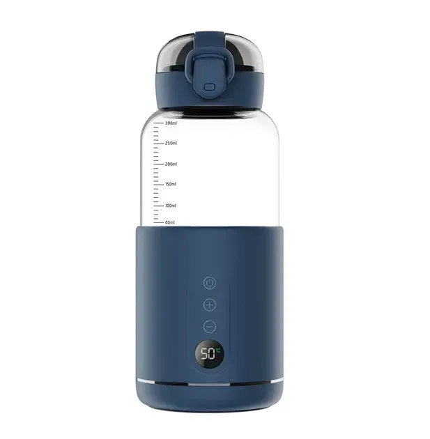Пляшка з підігрівом для дитячого харчування та напоїв 300 мл з акумулятором підігрівач термос для дитячого харчування Синій HW01BL (HW01BL) - зображення 1
