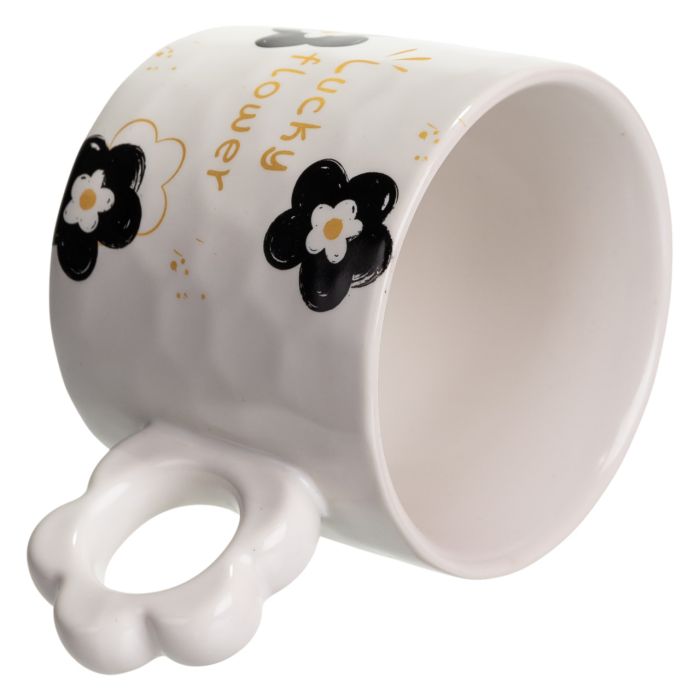 Чашка для чаю та кави порцелянова Lucky Flower 420 (мл) гарна оригінальна кружка на подарунок Біла FM-14D (FM-14D) - изображение 3