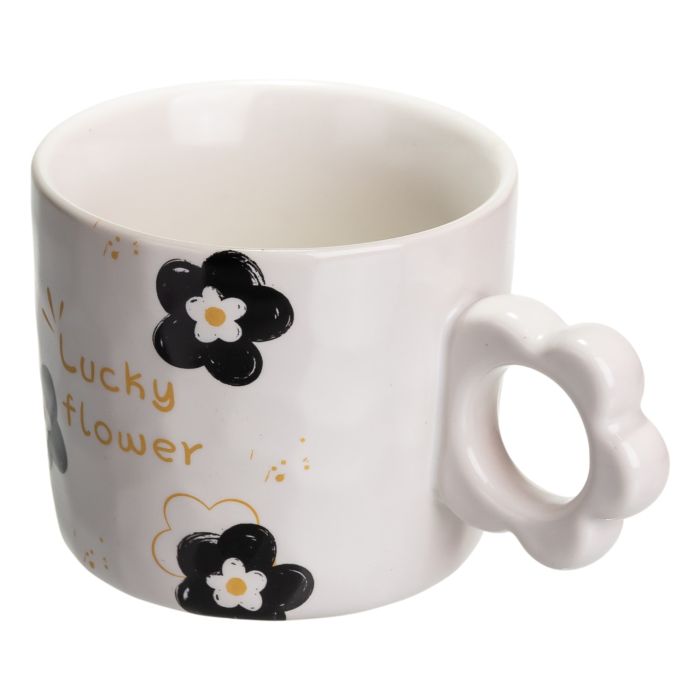 Чашка для чаю та кави порцелянова Lucky Flower 420 (мл) гарна оригінальна кружка на подарунок Біла FM-14D (FM-14D) - изображение 4