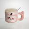 Чашка порцелянова 400 (мл) з кришкою та ложкою, оригінальна кружка на подарунок чашка для дітей Рожевий FM-25C (FM-25C)