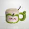 Чашка порцелянова 400 (мл) з кришкою та ложкою, оригінальна кружка на подарунок чашка для дітей Зелений FM-25A (FM-25A)