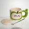 Чашка порцелянова 400 (мл) з кришкою та ложкою, оригінальна кружка на подарунок чашка для дітей Зелений FM-25A (FM-25A)