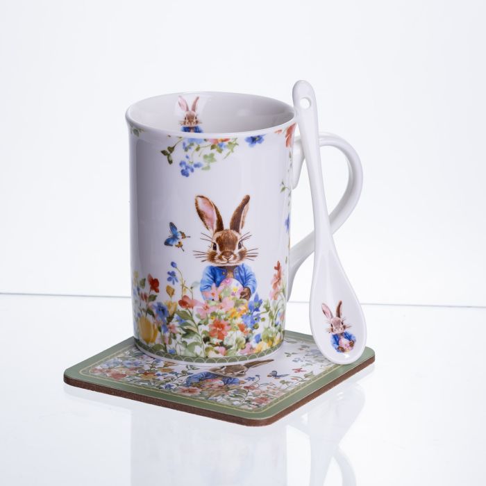 Чашка порцелянова Garden Rabbits для чаю та кави  з блюдцем і ложкою 300 мл HP-7323-1 (HP-7323-1) - зображення 3