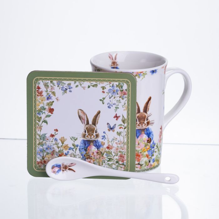 Чашка порцелянова Garden Rabbits для чаю та кави  з блюдцем і ложкою 300 мл HP-7323-1 (HP-7323-1) - зображення 4