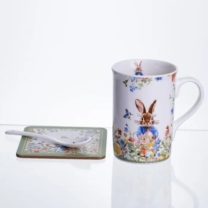Чашка порцелянова Garden Rabbits для чаю та кави  з блюдцем і ложкою 300 мл HP-7323-1 (HP-7323-1) - зображення 5