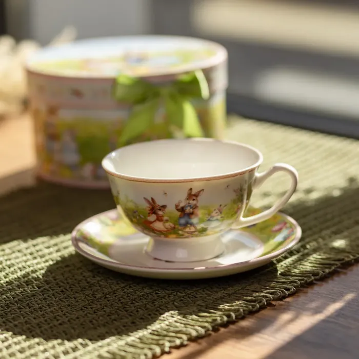 Чашка порцелянова для чаю Rabbit Family 200 мл з блюдцем HP-7323-9 (HP-7323-9) - зображення 2