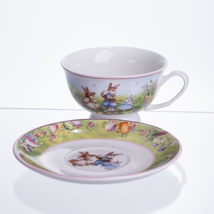 Чашка порцелянова для чаю Rabbit Family 200 мл з блюдцем HP-7323-9 (HP-7323-9) - зображення 3