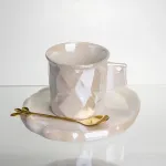 Чашка порцелянова для кави 200 (мл) з блюдцем і ложкою, гарна чашка в подарунок Білий FM-2B (FM-2B)