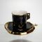 Чашка порцелянова для кави 200 (мл) з блюдцем і ложкою, гарна чашка в подарунок Чорний із золотом FM-1A (FM-1A)