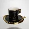 Чашка порцелянова для кави 200 (мл) з блюдцем і ложкою, гарна чашка в подарунок Чорний із золотом FM-1A (FM-1A)