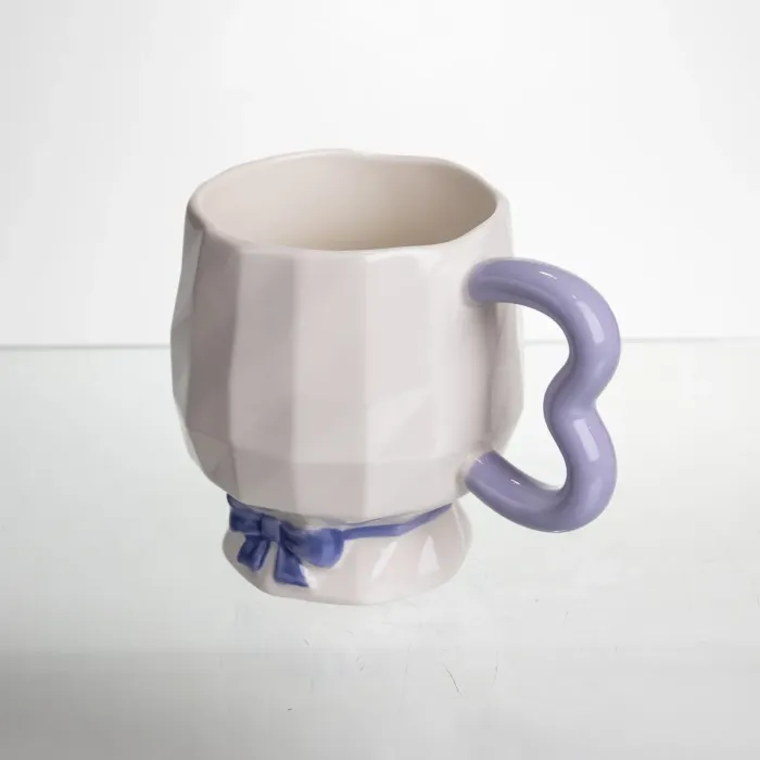 Чашка порцелянова на ніжці 400 (мл) оригінальна кружка на подарунок чашка для чаю та кави Бузковий FM-39A (FM-39A) - зображення 4