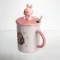 Кубок порцелянова з кришкою і ложкою Labubu 400 (мл) подарункова кружка прикольна чашка для дітей на подарунок Рожевий FM-35C (FM-35C)