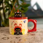 Кубок порцелянова з кришкою Kitten's Birthday 400 (мл) подарункова кружка прикольна чашка для дітей на подарунок Червоний FM-24D (FM-24D)