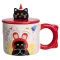 Кубок порцелянова з кришкою Kitten's Birthday 400 (мл) подарункова кружка прикольна чашка для дітей на подарунок Червоний FM-24D (FM-24D)