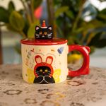 Кубок порцелянова з кришкою Kitten's Birthday 400 (мл) подарункова кружка прикольна чашка для дітей на подарунок Рожевий FM-24C (FM-24C)