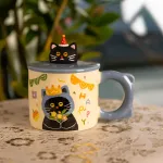 Кубок порцелянова з кришкою Kitten's Birthday 400 (мл) подарункова кружка прикольна чашка для дітей на подарунок Синій FM-24A (FM-24A)