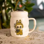 Чашка порцелянова з кришкою Labubu 400 (мл) Біла з коричневим FM-54B (FM-54B)