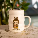 Чашка порцелянова з кришкою Labubu 400 (мл) подарункова кружка прикольна чашка для дітей на подарунок Білий з темно-коричневим FM-54C (FM-54C)