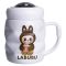 Чашка порцелянова з кришкою Labubu 400 (мл) подарункова кружка прикольна чашка для дітей на подарунок Білий з темно-коричневим FM-54C (FM-54C)