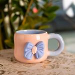 Кубок порцелянова з магнітом Бант 400 (мл) подарункова кружка прикольна чашка для дітей на подарунок Рожевий з блакитним FM-52C (FM-52C)