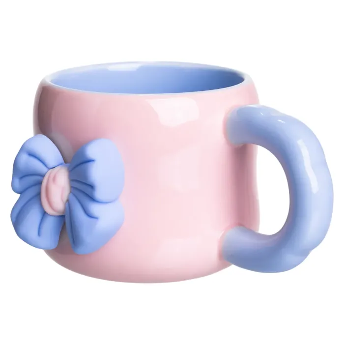 Кубок порцелянова з магнітом Бант 400 (мл) подарункова кружка прикольна чашка для дітей на подарунок Рожевий з блакитним FM-52C (FM-52C) - зображення 2