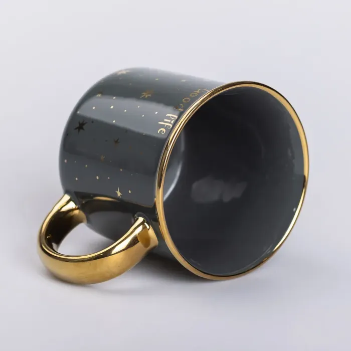 Чашка керамічна із золотим обідком та позолоченою ручкою 320 (мл) Good life Зелена (RX-N231506GR) - зображення 2