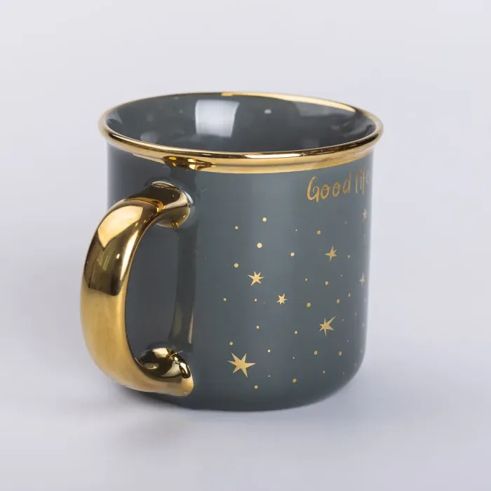 Чашка керамічна із золотим обідком та позолоченою ручкою 320 (мл) Good life Зелена (RX-N231506GR) - зображення 3