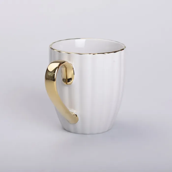 Чашка керамічна із золотим обідком і золотою ручкою 420 (мл) кружка Сіра (RX-N240629G) - зображення 2