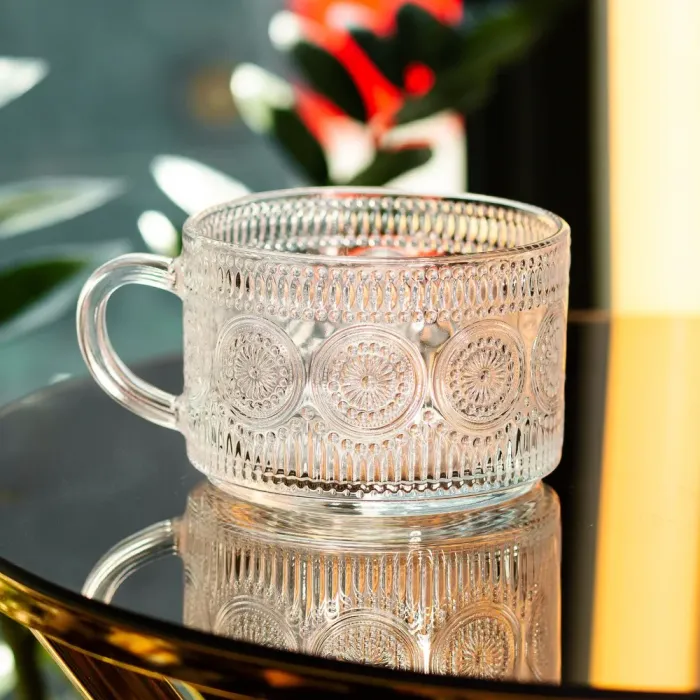 Чашки парные набор 2 штуки по 400 мл стеклянные прозрачные (HP1619) - изображение 1