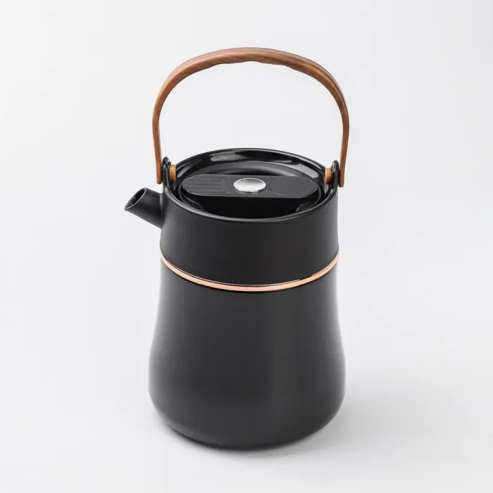 Чайник термос с датчиком температуры 700 мл с вакуумной изоляцией термозаварник черный (HP-14-22B) - изображение 1