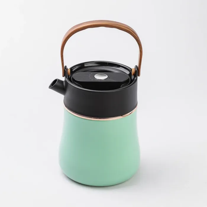 Чайник термос с датчиком температуры 700 мл с вакуумной изоляцией термозаварник мятный (HP-14-22M) - изображение 1