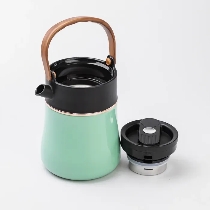 Чайник термос с датчиком температуры 700 мл с вакуумной изоляцией термозаварник мятный (HP-14-22M) - изображение 4