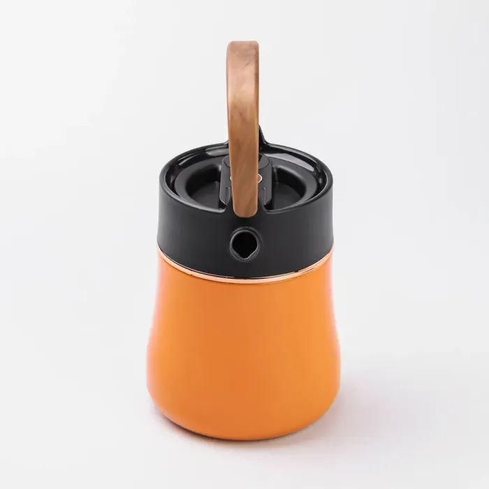 Чайник термос с датчиком температуры 700 мл с вакуумной изоляцией оранжевый термозаварник (HP-14-22O) - изображение 2