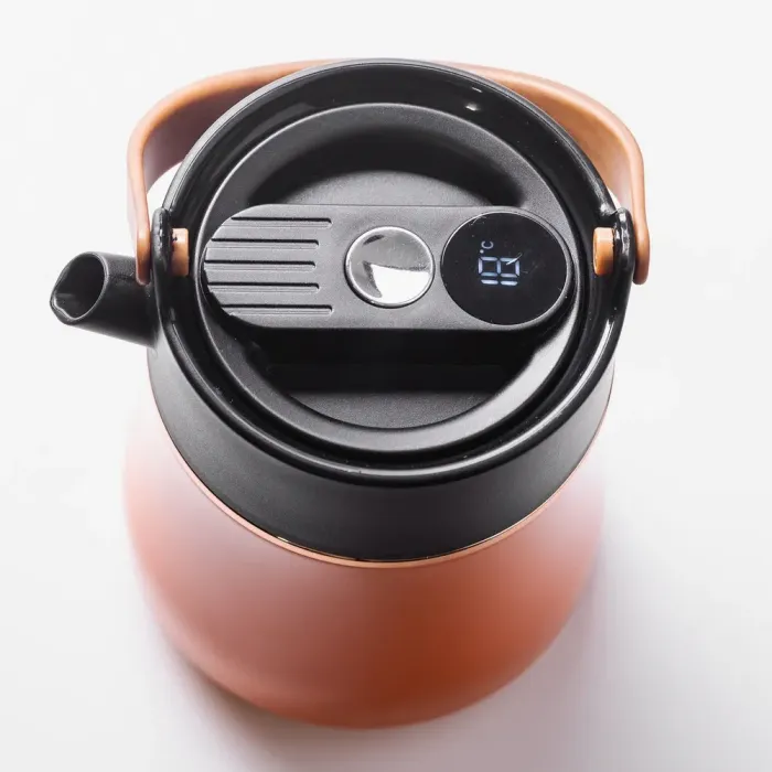 Чайник термос с датчиком температуры 700 мл с вакуумной изоляцией оранжевый термозаварник (HP-14-22O) - изображение 5