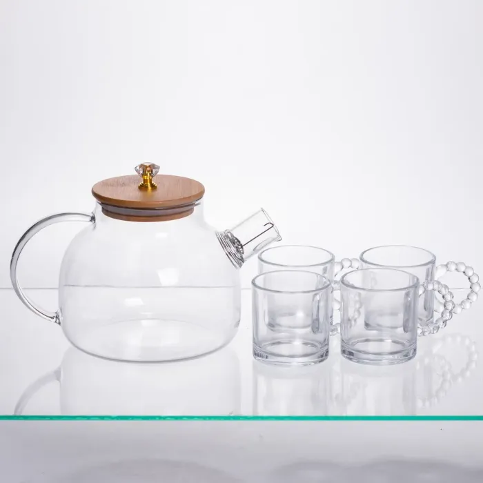 Чайний набір із товстого скла 5 предметів на 4 персони 64486-24 (64486-24) - зображення 4