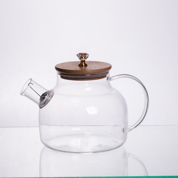 Чайний сервіз із товстого скла 8 предметів з бамбуковою підставкою для чашок 64486-23 (64486-23) - изображение 4